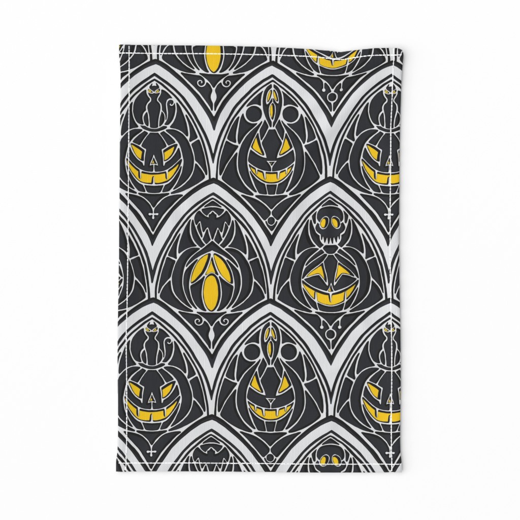 Window Pumpkins - Halloween, pumpkins, gothic, skulls, bats, ghosts, jack o lantern, jack o’ lantern, Art Deco, victorian gothic 