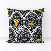 Window Pumpkins - Halloween, pumpkins, gothic, skulls, bats, ghosts, jack o lantern, jack o’ lantern, Art Deco, victorian gothic 