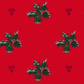 Holly Sprig  Small Frosting Red