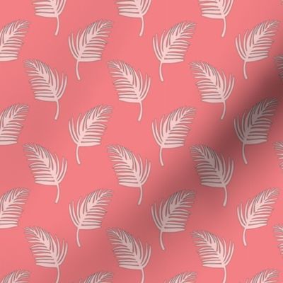 Palm Leaves in coral and pink