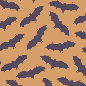 Halloween Bats in Purple on Orange - Large