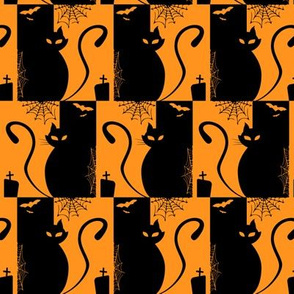 cats - edgar cat - halloween cats - cats fabric