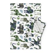 Tropical leaves safari patchwork animals - rotated