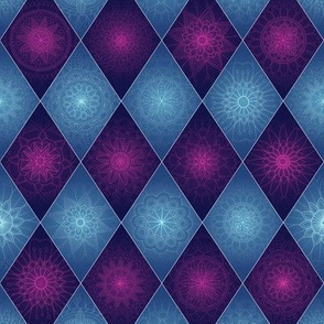  purple and blue mandala diamonds