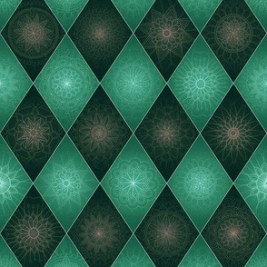 green and black mandala diamonds