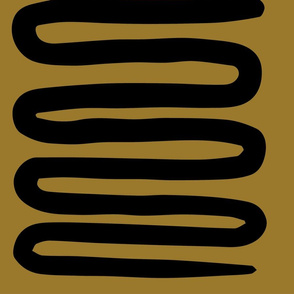 African Abstract Snake - Black on Gold 