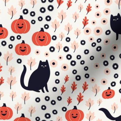 Halloween Cats and Pumpkins