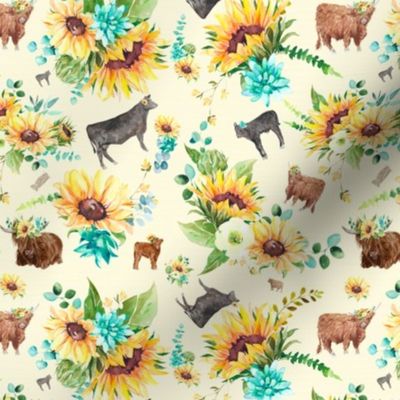cows and sunflowers