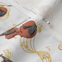 Violins With Gold Music Ribbons