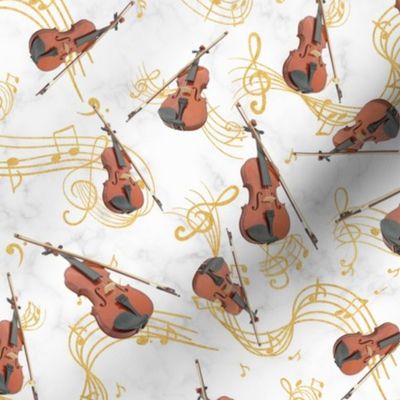 Violins With Gold Music Ribbons