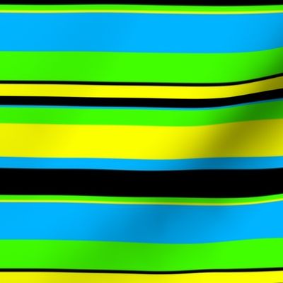 Bright neon green yellow blue black stripes