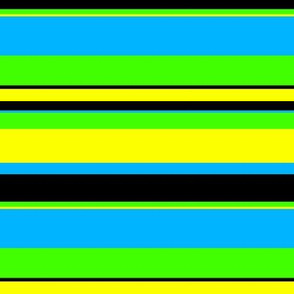 Bright neon green yellow blue black stripes