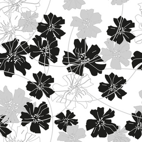 floral black and white