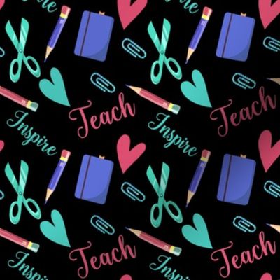 Teacher School Supplies Teach Inspire Classroom Black