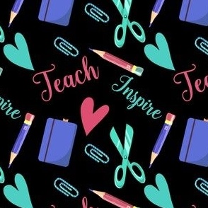 Teacher School Supplies Teach Inspire Classroom Black