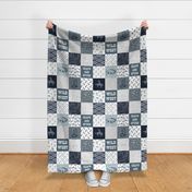 Wild West in Blue Wholecloth Cheater Quilt - 6 inch squares