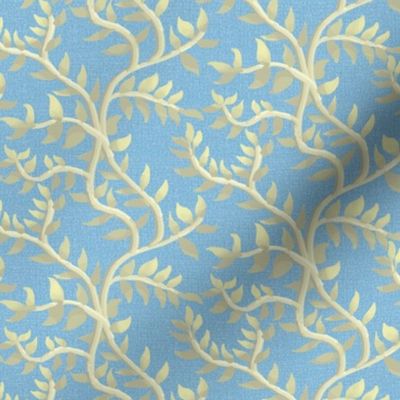 Cream Colored Vine on Textured Sky Blue Background