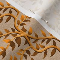 Autumn Brown Vine on Textured Beige Background