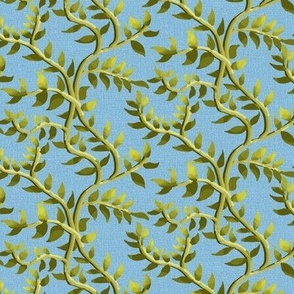 Yellow GreenVine on Textured Sky Blue Background
