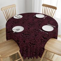 Mephistophelean Damask Magenta Maroon – floral, bats and skulls 