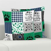 I love you till the mountains and back//Green&Navy - Wholecloth Cheater Quilt