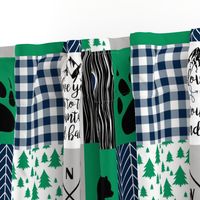 I love you till the mountains and back//Green&Navy - Wholecloth Cheater Quilt