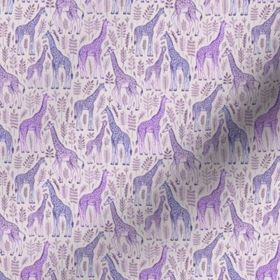 Little Giraffes in Purple and Grey - tiny print version