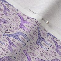 Little Giraffes in Purple and Grey - tiny print version