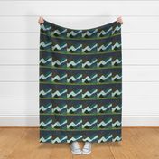 9" square: layered mountain // olive x, summit, green olive, 165-8 x, blue pine, teal no. 2, 174-15 x