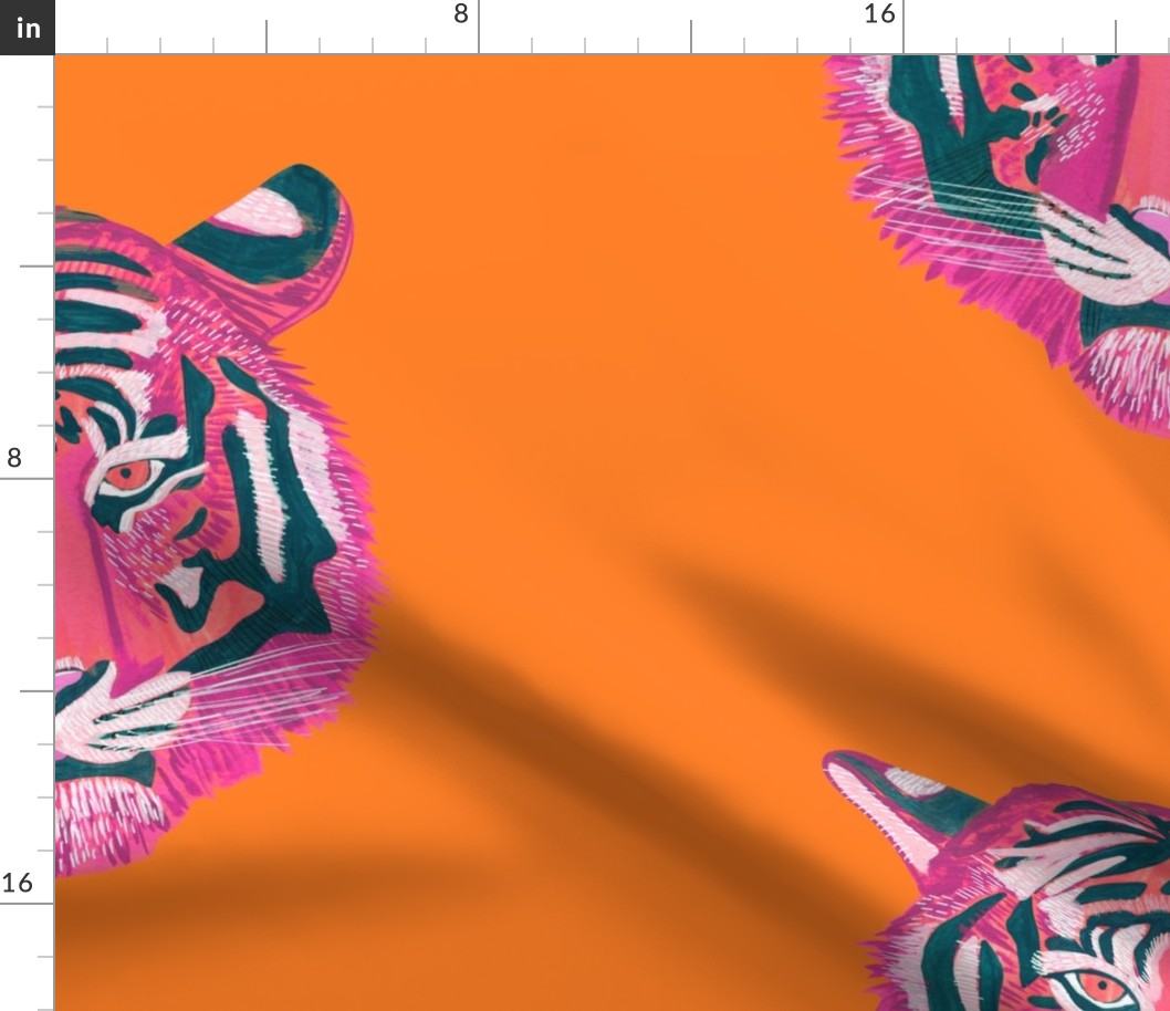 Fierce & Fragile pink tiger - orange bg