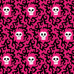 Halloween thorny skulls pink