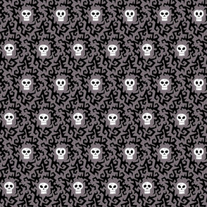 Halloween thorny skulls warm gray (small)