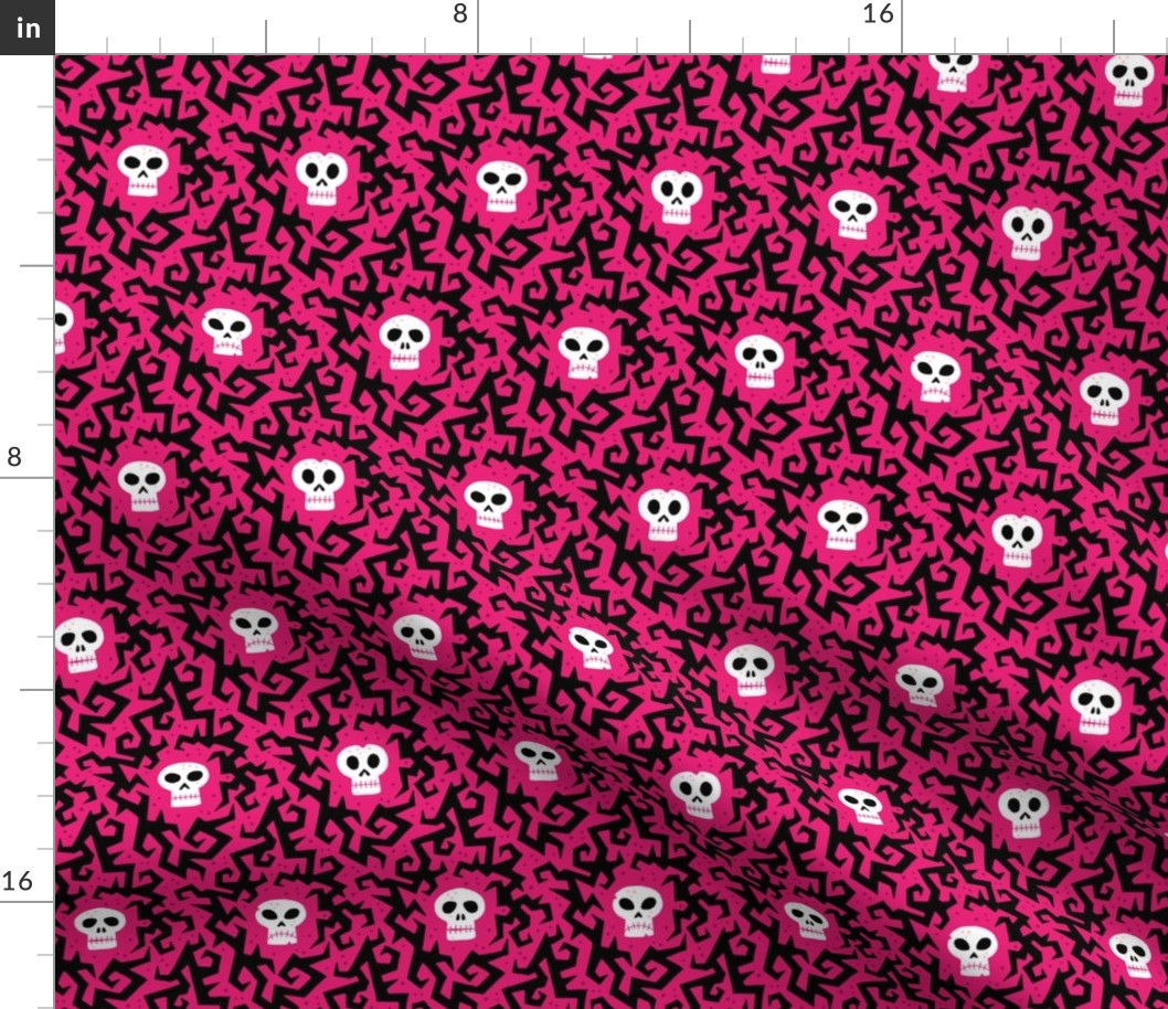 Halloween thorny skulls pink (small)