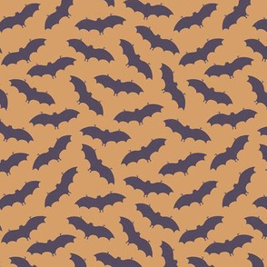 Halloween Bats in Purple on Orange - Medium