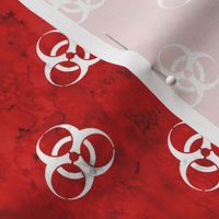 Grungy Biohazard White on Red