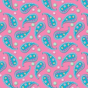 Donut and Candy Paisley Pink & Teal