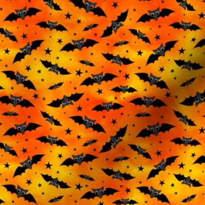 Halloween night bats tossed orange yellow (small scale)