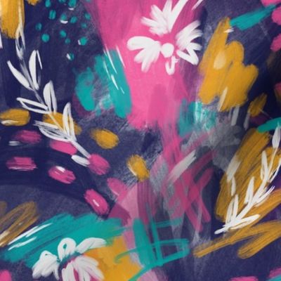 Abstract Painting with Florals