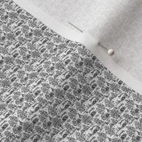 Micro Mini Toile dollhouse fabric - Black Â©2012 by Jane Walker