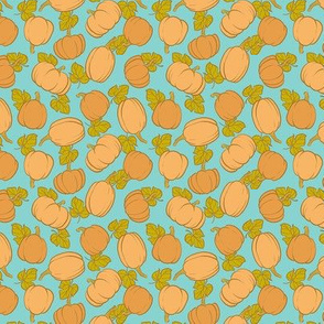 Pumpkin Patch on Light Blue - Small