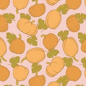 Pumpkin Patch on Blush Pink - Medium