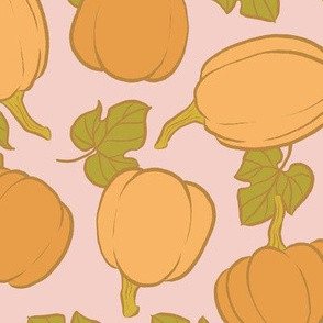 Pumpkin Patch on Blush Pink - Large