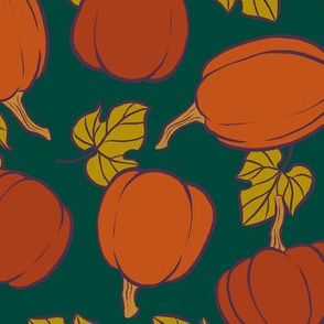 Pumpkin Patch on Forest Green - Large