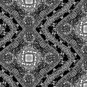 Black and White Asian Geometric Kaleidoscope