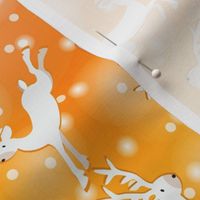 Leaping Reindeer on Orange Background