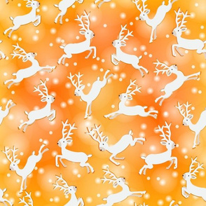 Leaping Reindeer on Orange Background