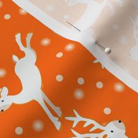 Leaping Reindeer w Orange Background15-01