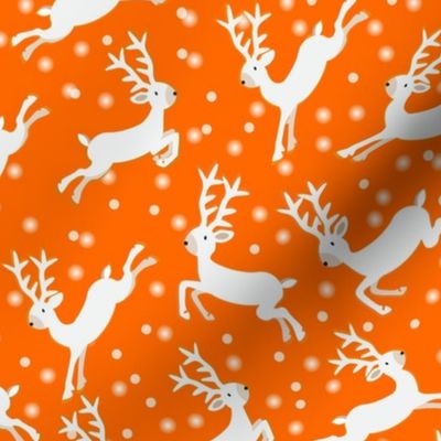 Leaping Reindeer w Orange Background15-01