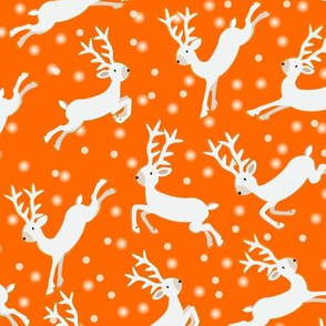 Leaping Reindeer w Orange Background15-01
