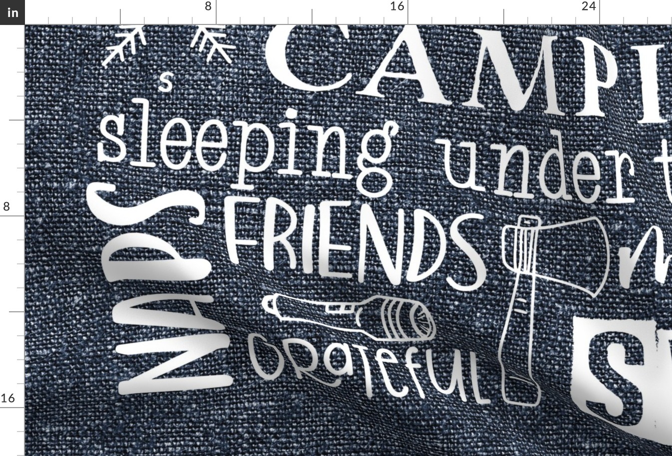 Camping Subway Art on denim Minky Blanket 54x72 inches